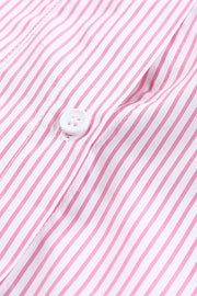 Pink Striped Casual Shirred Cuffs Shirt Lakhufashion