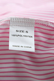 Pink Striped Casual Shirred Cuffs Shirt Lakhufashion