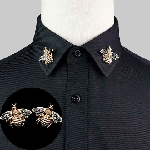 1 Pair Trendy Suit Shirt Collar Pin Tree Leaf Dragon Leopard - Lakhufashion