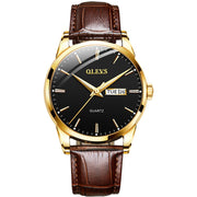 OLEVS Top Brand Men Classic Quartz Waterproof Watch Leather Strap Business Popular Casual Men Watch