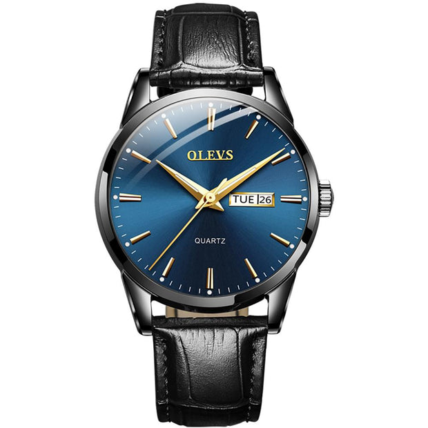 OLEVS Top Brand Men Classic Quartz Waterproof Watch Leather Strap Business Popular Casual Men Watch