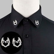 1 Pair Trendy Suit Shirt Collar Pin Tree Leaf Dragon Leopard - Lakhufashion