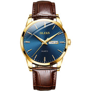 OLEVS Top Brand Men Classic Quartz Waterproof Watch Leather Strap Business Popular Casual Men Watch