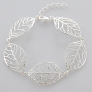 New Fashion 925 Sterling Silver Elegant Hollow Leaf Charm Bracelet for Woman Jewelry Gift - Lakhufashion