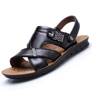 Big Size 48 Men Leather Sandals Summer Classic Men Shoes Slippers Soft Sandals Men Roman Comfortable Outdoor Walking Footwear - Lakhufashion