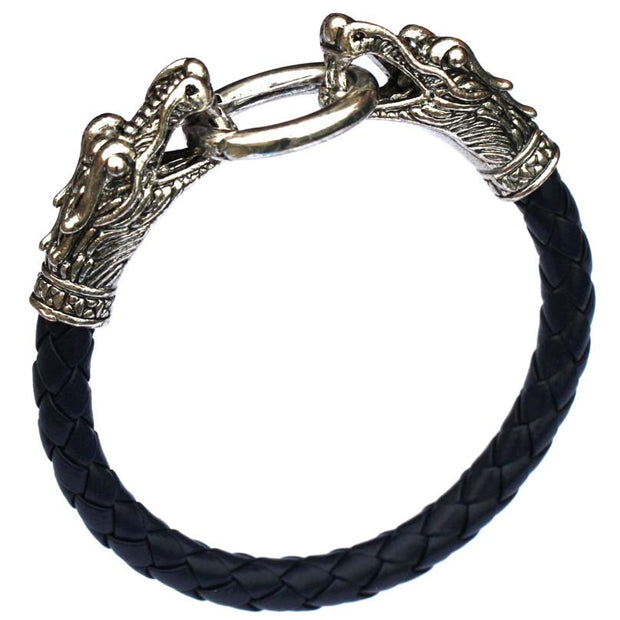 Leather Tibetan silver men bracelet titanium fashion male vintage accessories parataxis dragon bracelet men jewelry - Lakhufashion