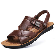 Big Size 48 Men Leather Sandals Summer Classic Men Shoes Slippers Soft Sandals Men Roman Comfortable Outdoor Walking Footwear - Lakhufashion