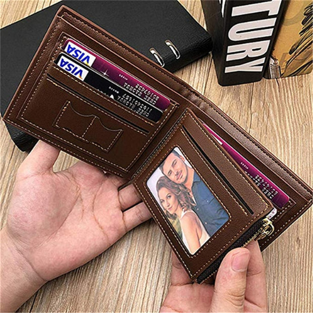 Personalized Wallets Men High Quality PU Leather for Him Engraved Wallets Men Short Purse Custom Photo Wallet Luxury Men Gift - Lakhufashion