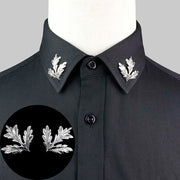 1 Pair Trendy Suit Shirt Collar Pin Tree Leaf Dragon Leopard - Lakhufashion