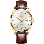 OLEVS Top Brand Men Classic Quartz Waterproof Watch Leather Strap Business Popular Casual Men Watch