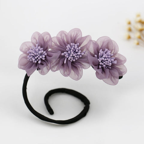 Woman Elegant Pearl Hair Bun Maker Tool Girl Flower Pontail Band Hairstyle Donut Hair Accessories Braider Twist  Headwear - Lakhufashion