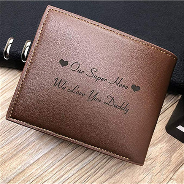 Personalized Wallets Men High Quality PU Leather for Him Engraved Wallets Men Short Purse Custom Photo Wallet Luxury Men Gift - Lakhufashion