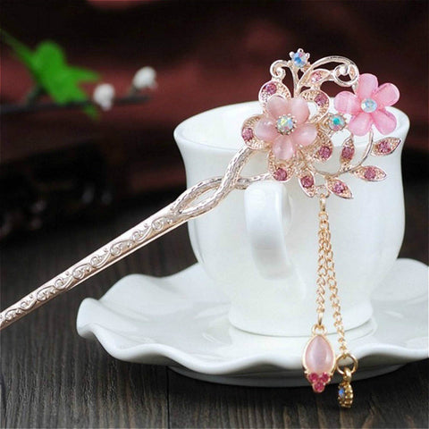 Vintage National Style Hair Stick Women Alloy Rhinestone Hairpin Woman Jewelry Elegant Hair Clip Styling Tool Accessories - Lakhufashion