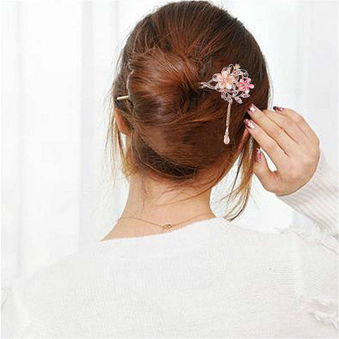 Vintage National Style Hair Stick Women Alloy Rhinestone Hairpin Woman Jewelry Elegant Hair Clip Styling Tool Accessories - Lakhufashion