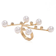 1PC New Elegant Exaggeration Double Layer Large Pearl Rings - Lakhufashion