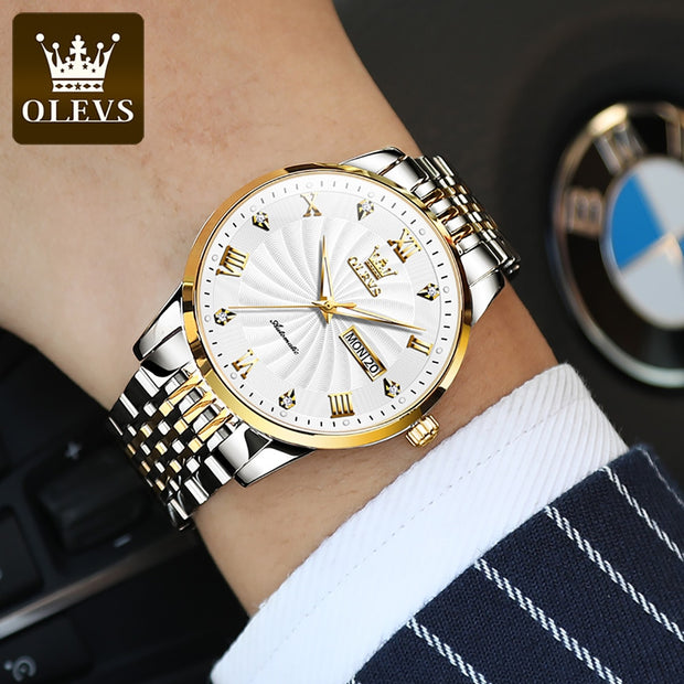 OLEVS Men Mechanical Watch Top Brand Luxury Automatic Watch Sport Stainless Steel Waterproof Watch Men relogio masculino - Lakhufashion