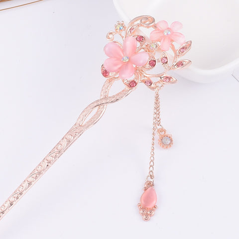 Vintage National Style Hair Stick Women Alloy Rhinestone Hairpin Woman Jewelry Elegant Hair Clip Styling Tool Accessories - Lakhufashion