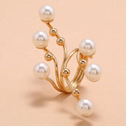1PC New Elegant Exaggeration Double Layer Large Pearl Rings - Lakhufashion