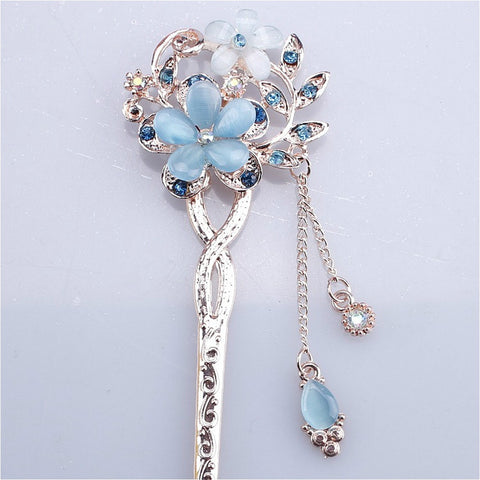 Vintage National Style Hair Stick Women Alloy Rhinestone Hairpin Woman Jewelry Elegant Hair Clip Styling Tool Accessories - Lakhufashion