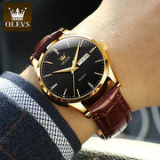 OLEVS Top Brand Men Classic Quartz Waterproof Watch Leather Strap Business Popular Casual Men Watch