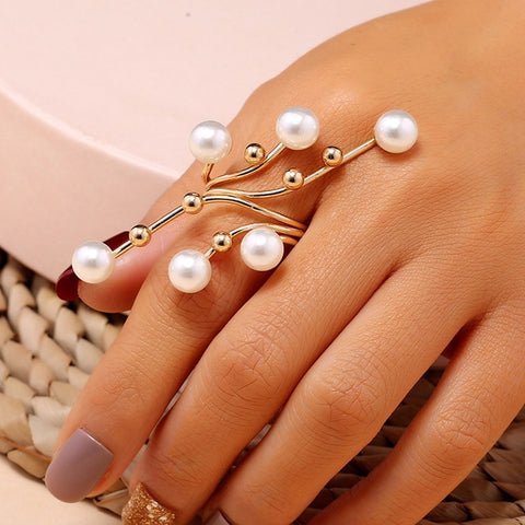 1PC New Elegant Exaggeration Double Layer Large Pearl Rings - Lakhufashion