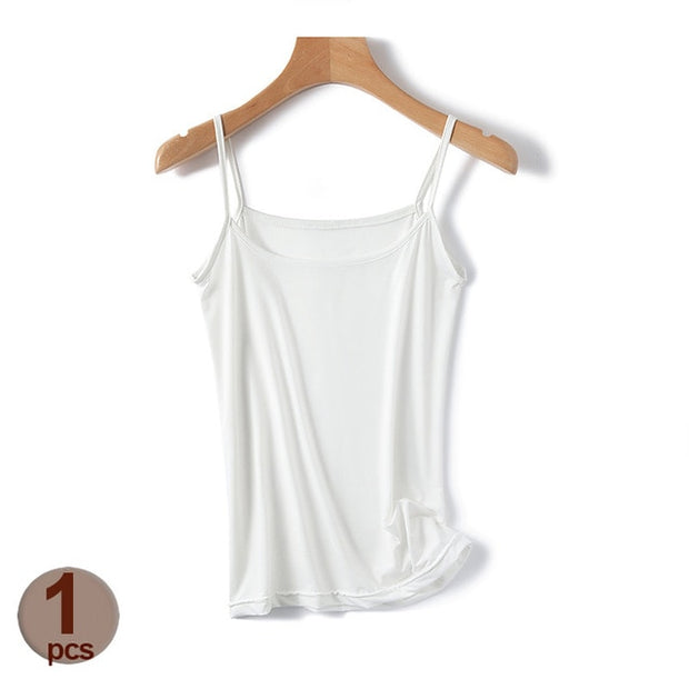 Women Summer Shirt Camisole Tank Cotton Soft Elastic Washable Wear-resistant Versatile Vest Yoga Fitness Sports Bra Underwear - Lakhufashion