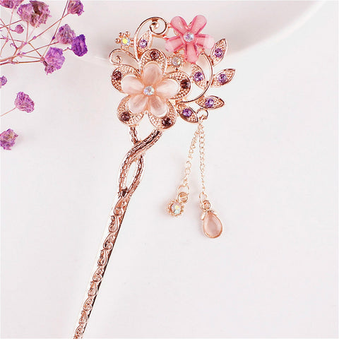 Vintage National Style Hair Stick Women Alloy Rhinestone Hairpin Woman Jewelry Elegant Hair Clip Styling Tool Accessories - Lakhufashion