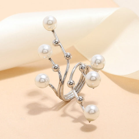 1PC New Elegant Exaggeration Double Layer Large Pearl Rings - Lakhufashion