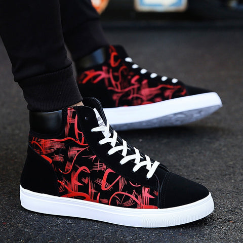 Fashion Sneakers Men Canvas Shoes Breathable Cool Street Shoes Male Brand Sneakers Black Blue Red Mens Causal Shoes A305 - Lakhufashion