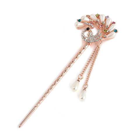 Vintage National Style Hair Stick Women Alloy Rhinestone Hairpin Woman Jewelry Elegant Hair Clip Styling Tool Accessories - Lakhufashion