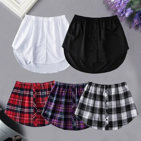 Women Shirt Extenders Adjustable Fake Skirts Girls Shirt Tail Blouse Hem Mini Skirt Woman Fake Underskirt Girls