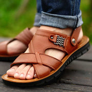 Big Size 48 Men Leather Sandals Summer Classic Men Shoes Slippers Soft Sandals Men Roman Comfortable Outdoor Walking Footwear - Lakhufashion