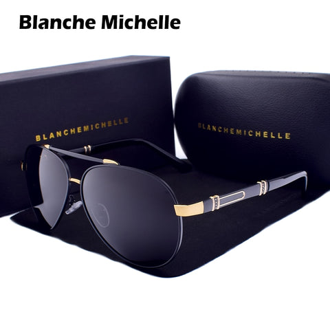 Blanche Michelle Pilot Polarized Sunglasses Men 2020 Brand Mirror Sun Glasses Driving UV400 Alloy Gafas De Sol Oculos With Box - Lakhufashion