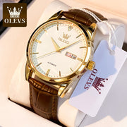 OLEVS Top Brand Men Classic Quartz Waterproof Watch Leather Strap Business Popular Casual Men Watch