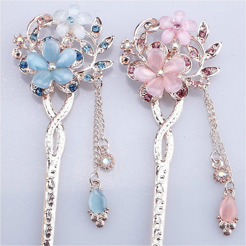 Vintage National Style Hair Stick Women Alloy Rhinestone Hairpin Woman Jewelry Elegant Hair Clip Styling Tool Accessories - Lakhufashion