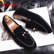 Designer New Mens Leather Casual Shoes Formal Brogue Shoes for Men Tassel Loafers Large Size Comfortable Black Brown Moccasins - Lakhufashion